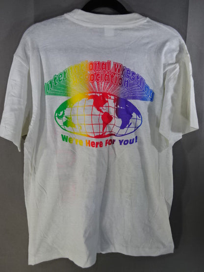 【hand signed autograph】 Leather Face Illustration T-Shirt(5)(IWA / White)