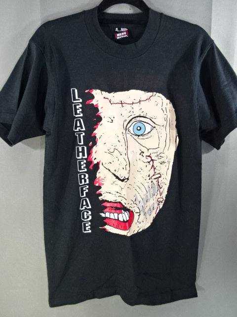 【hand signed autograph】 Leather Face Illustration T-Shirt(6)(IWA / Black)