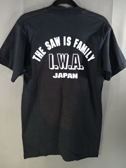 【hand signed autograph】 Leather Face Illustration T-Shirt(6)(IWA / Black)