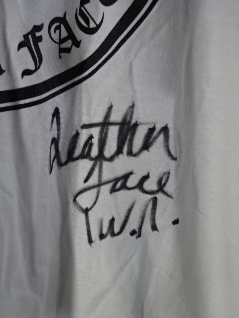 【hand signed autograph】 Leather Face "LF" T-Shirt (IWA / White)
