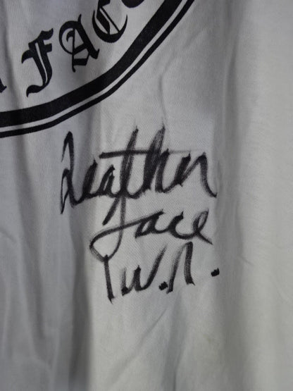【hand signed autograph】 Leather Face "LF" T-Shirt (IWA / White)