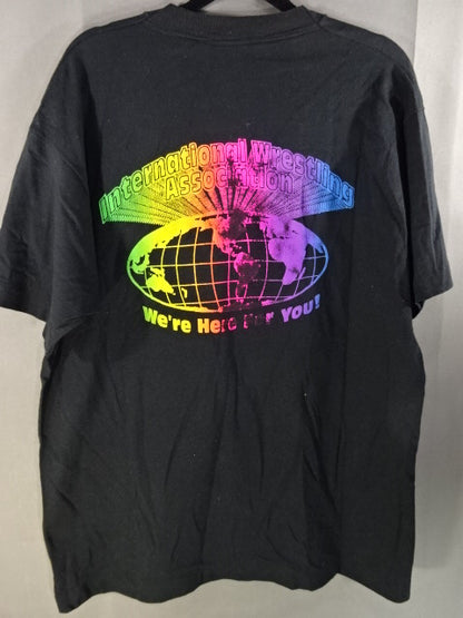 【hand signed autograph】 Leather Face Illustration T-Shirt (8)(IWA / Black)