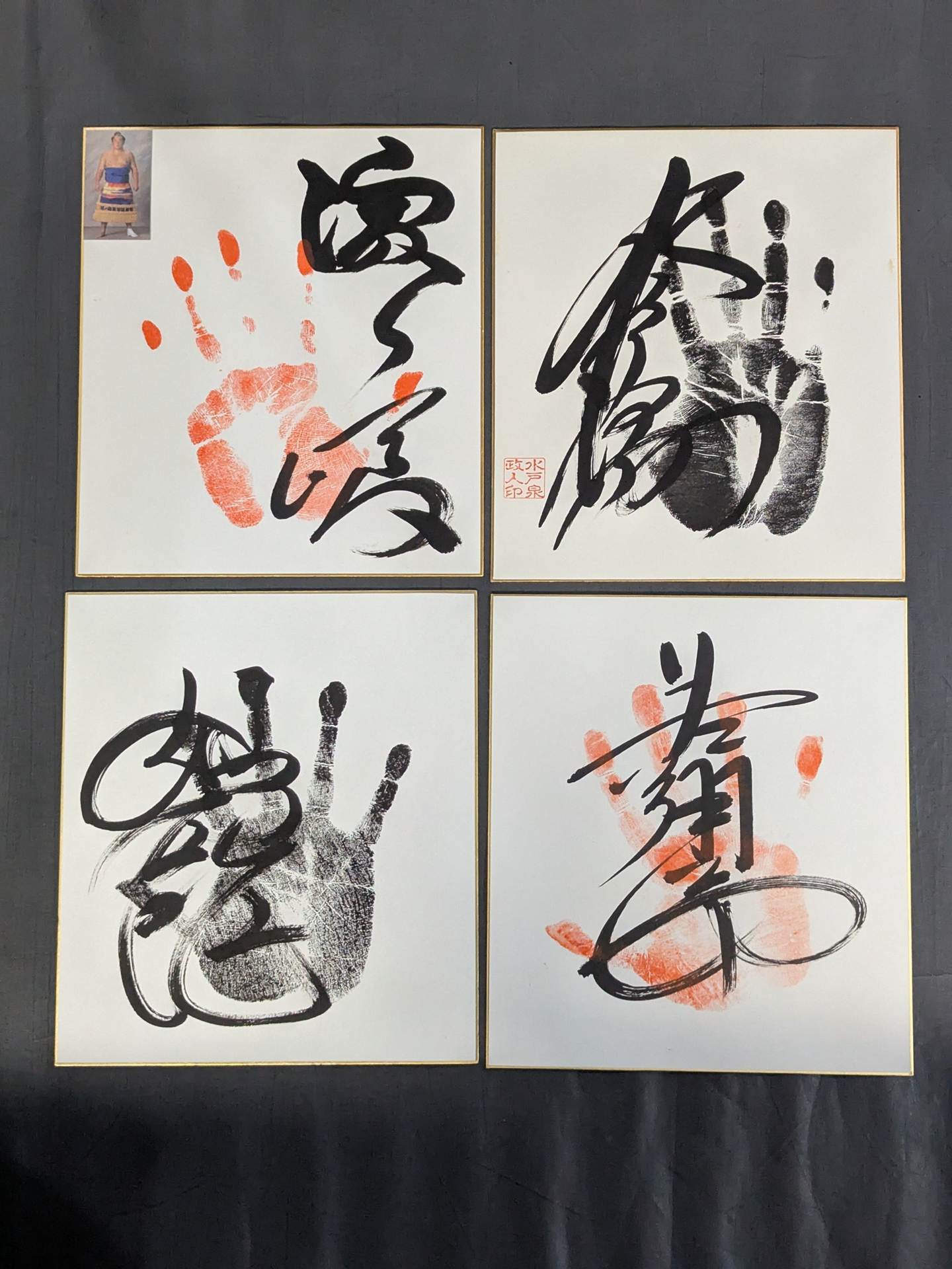 Sumo ｗｉｔｈ handprint  sign Shikishi ( Autograph board )  Sets(2)