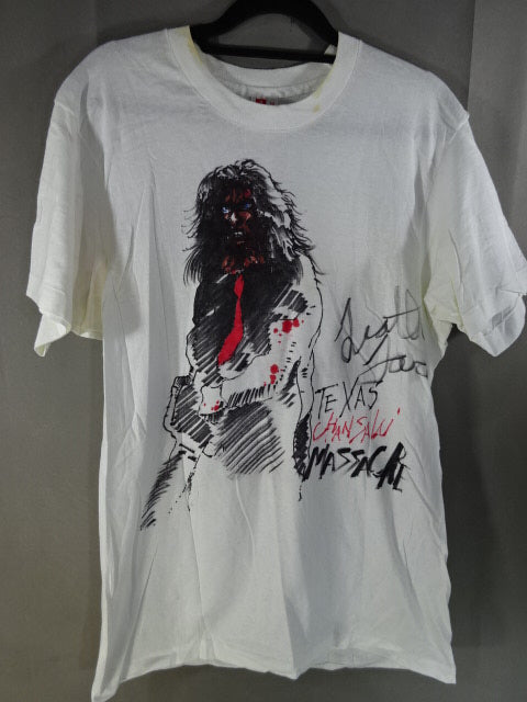 【直筆サイン入り】レザー・フェイス 直筆イラストTシャツ②(IWA / ホワイト)