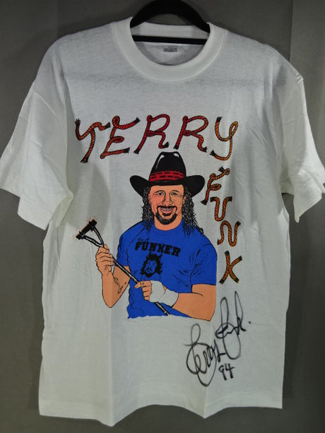 【hand signed autograph】 Terry Funk Illustration T-Shirt (1) (IWA / White)
