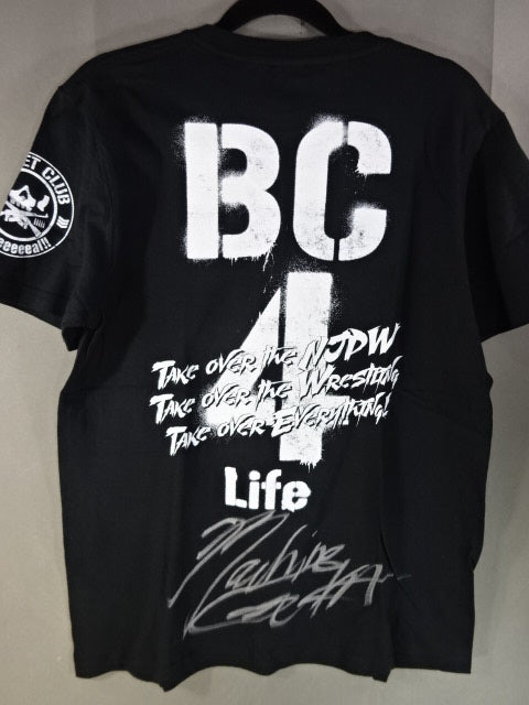 【Karl Anderson  hand signed autograph BULLET CLUB 4Life T-Shirt (Stencil)
