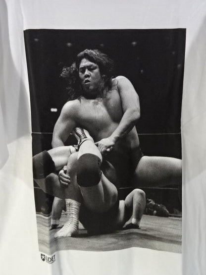 Riki Choshu  Black and White  Pictures T-shirt (2) (white)