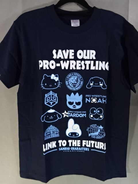 SAVE OUR PRO-Wrestling × SANRIO CHARACTERS T-Shirt (1) (Navy)