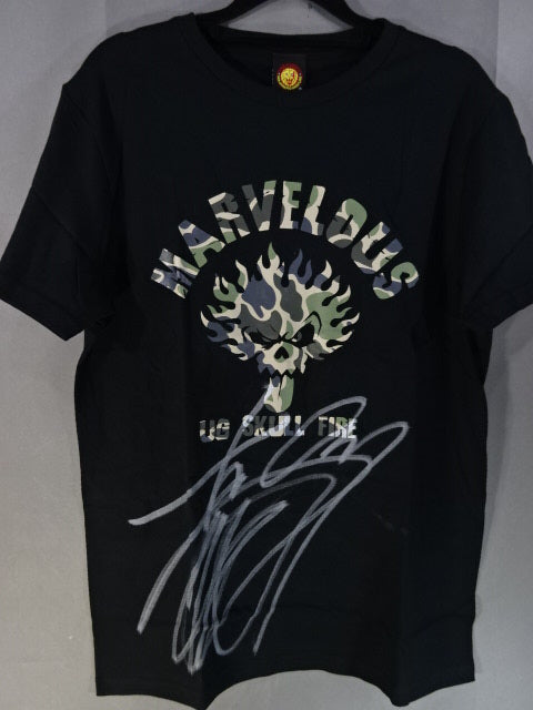 【hand signed autograph】 Togi Makabe  " UG SKULL FIRE "T-Shirt (1) (Camouflage Pattern)