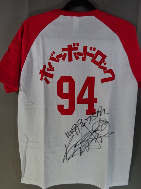 【hand signed autograph】 KUSHIDA×Lion Mark Raglan T-shirt (white×red)