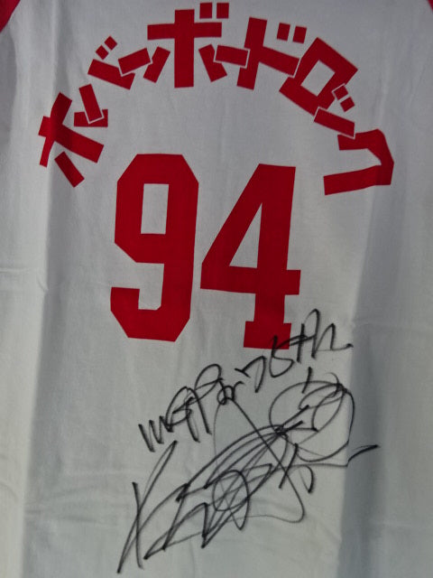 【hand signed autograph】 KUSHIDA×Lion Mark Raglan T-shirt (white×red)