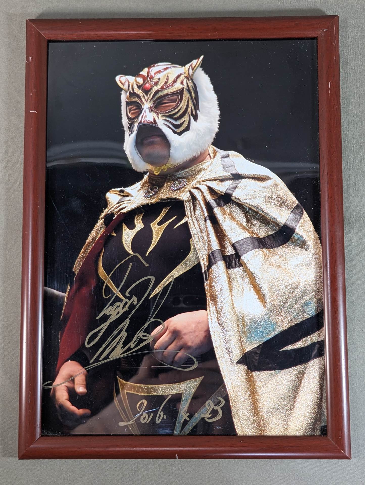 The first Tiger Mask hand signed autograph  framed large format photo 