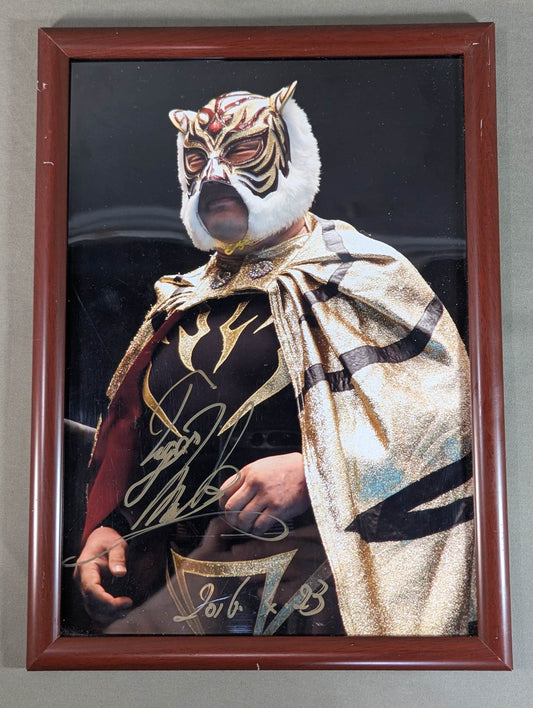 The first Tiger Mask hand signed autograph  framed large format photo 