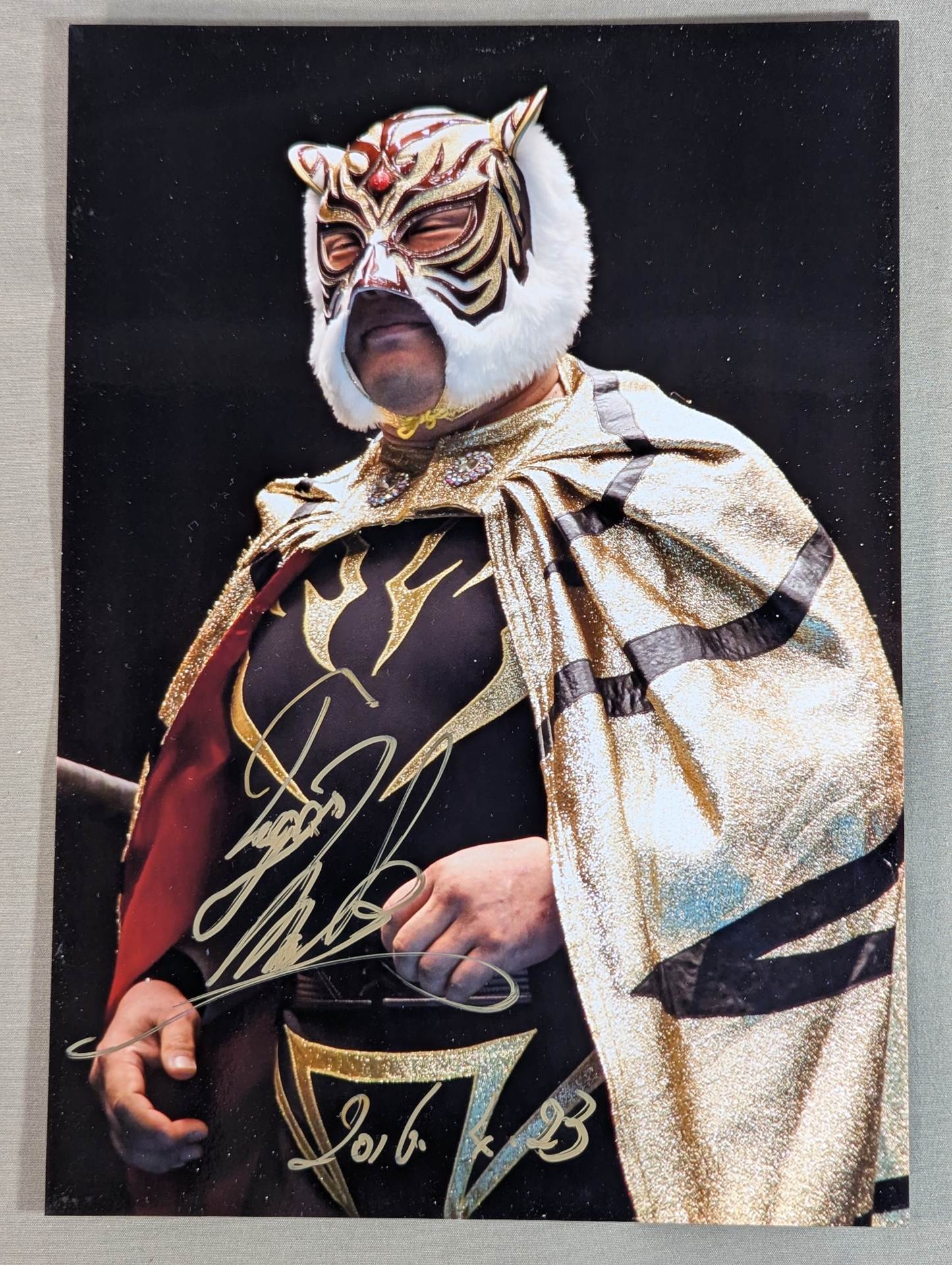 The first Tiger Mask hand signed autograph  framed large format photo 