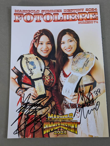 [2 fighters hand signed autograph 】FOTOLIBRE de Mascara Numero.74