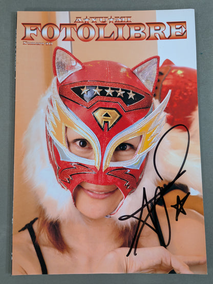 [Ayumi Kurihara & A☆YU☆MI 2 hand signed autographs 】FOTOLIBRE de Mascara Numero.40