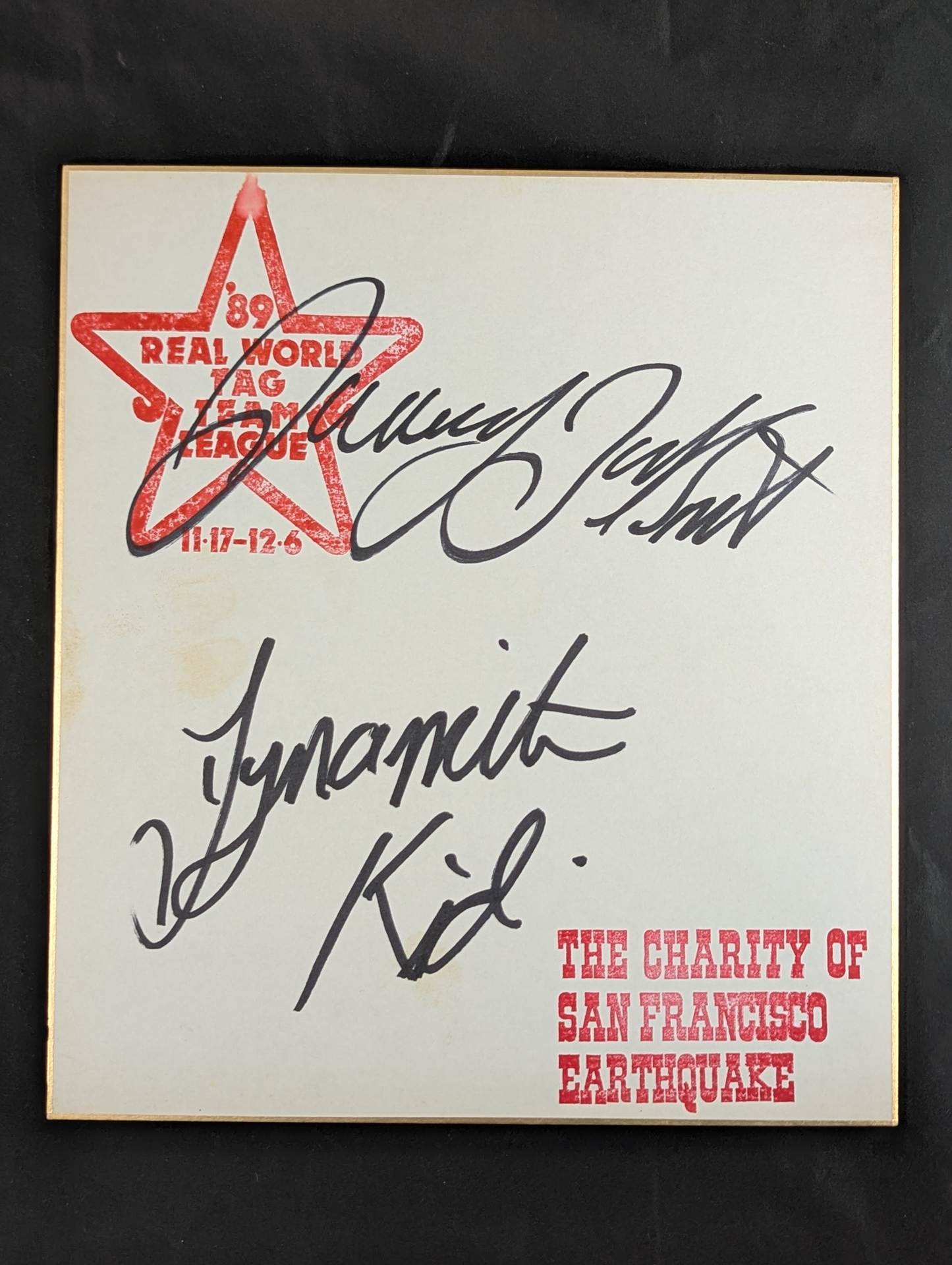 ★ British Bulldogs ★ Dynamite Kid & Davey Boy Smith (89) Real World Tag League Shikishi ( Autograph board ) )