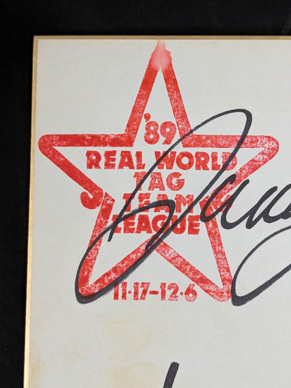 ★ British Bulldogs ★ Dynamite Kid & Davey Boy Smith (89) Real World Tag League Shikishi ( Autograph board ) )