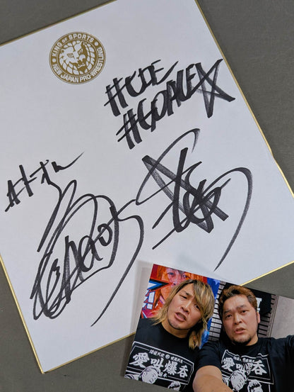 Toru Yano  &Hiroshi Tanahashi (Lion Mark Shikishi ( Autograph board ) ・ With photo)