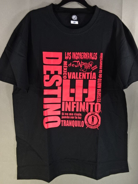 Tetsuya Naito ×L.I.J T-shirt (black× red)