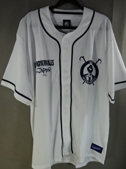 BUSHI  Baseball shirt (white×navy)