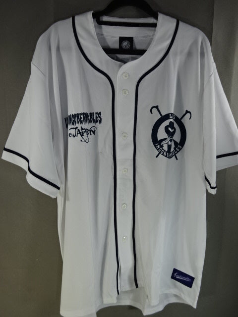 BUSHI  Baseball shirt (white×navy)