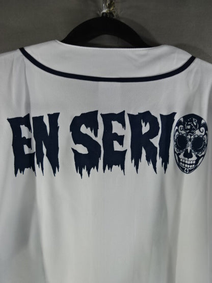 BUSHI  Baseball shirt (white×navy)