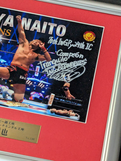 ★ The first double crown champion ★ in history Tetsuya Naito IWGP & Intercontinental Championship hand signed autograph photo frame