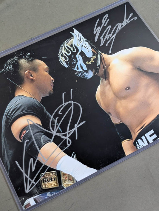 El Desperado & KUSHIDA 2 hand signed autographs  Pro-Photo 
