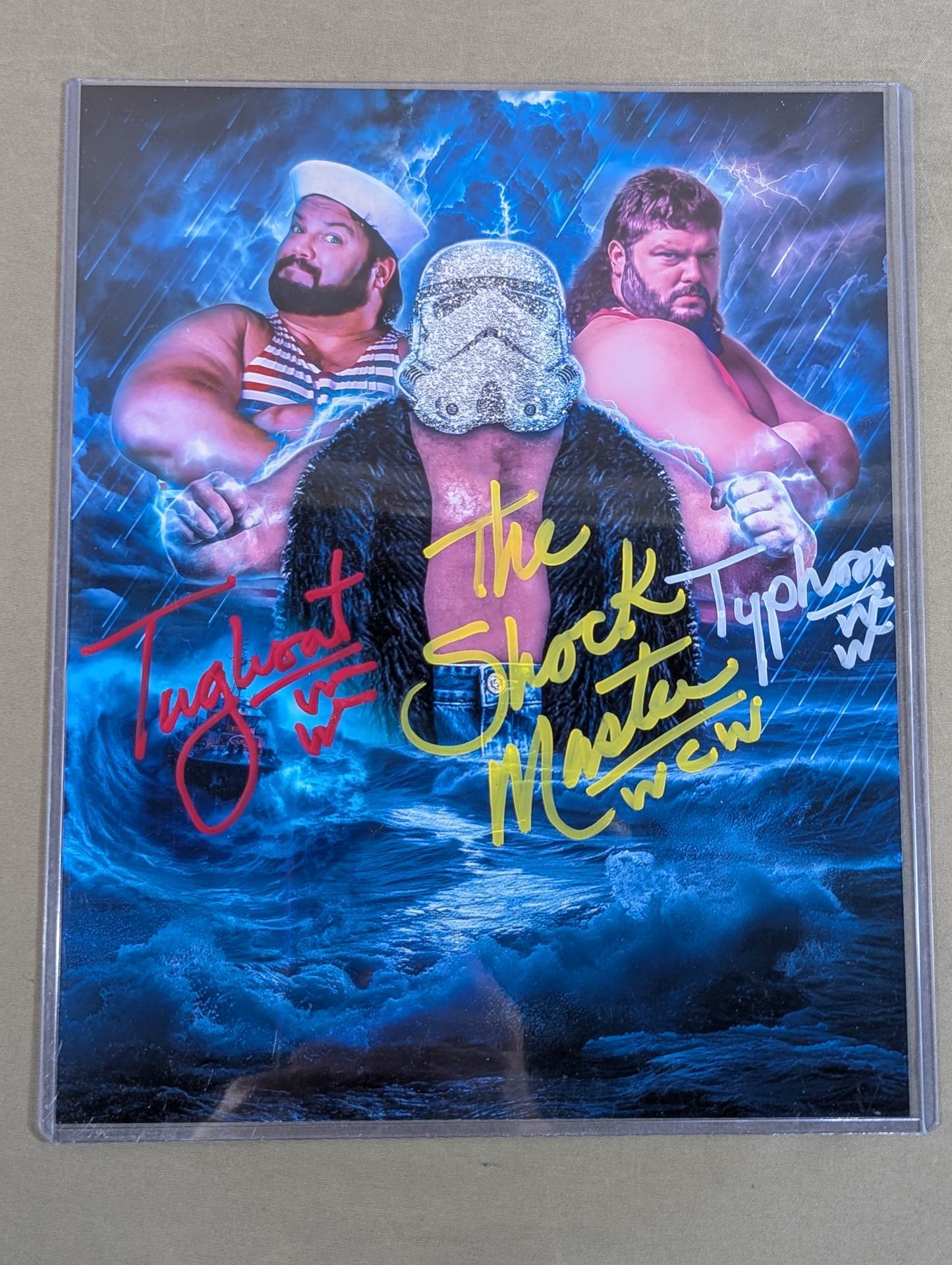 Typhoon, Shockmaster & Tug hand signed autograph Pro-Photo 