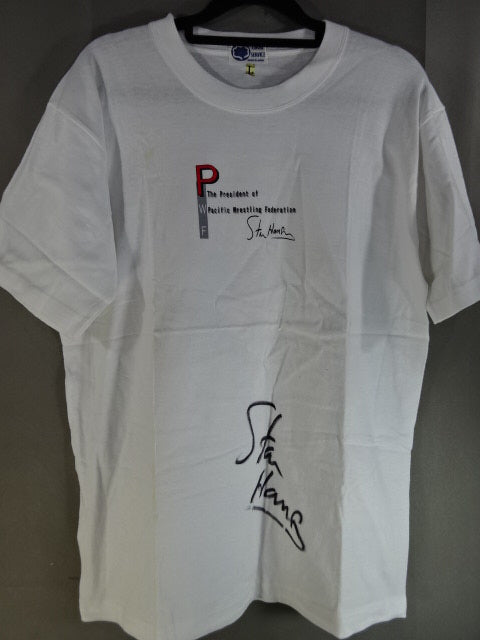 【hand signed autograph】 Stan Hansen "The President of PWF" T-shirt