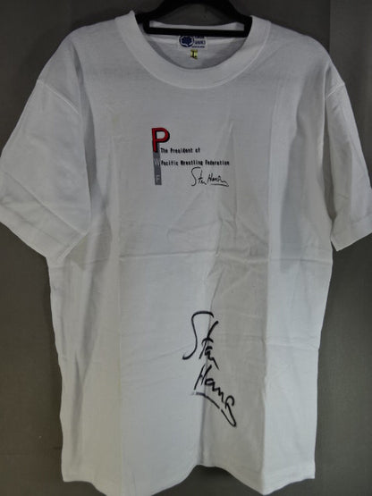 【hand signed autograph】 Stan Hansen "The President of PWF" T-shirt