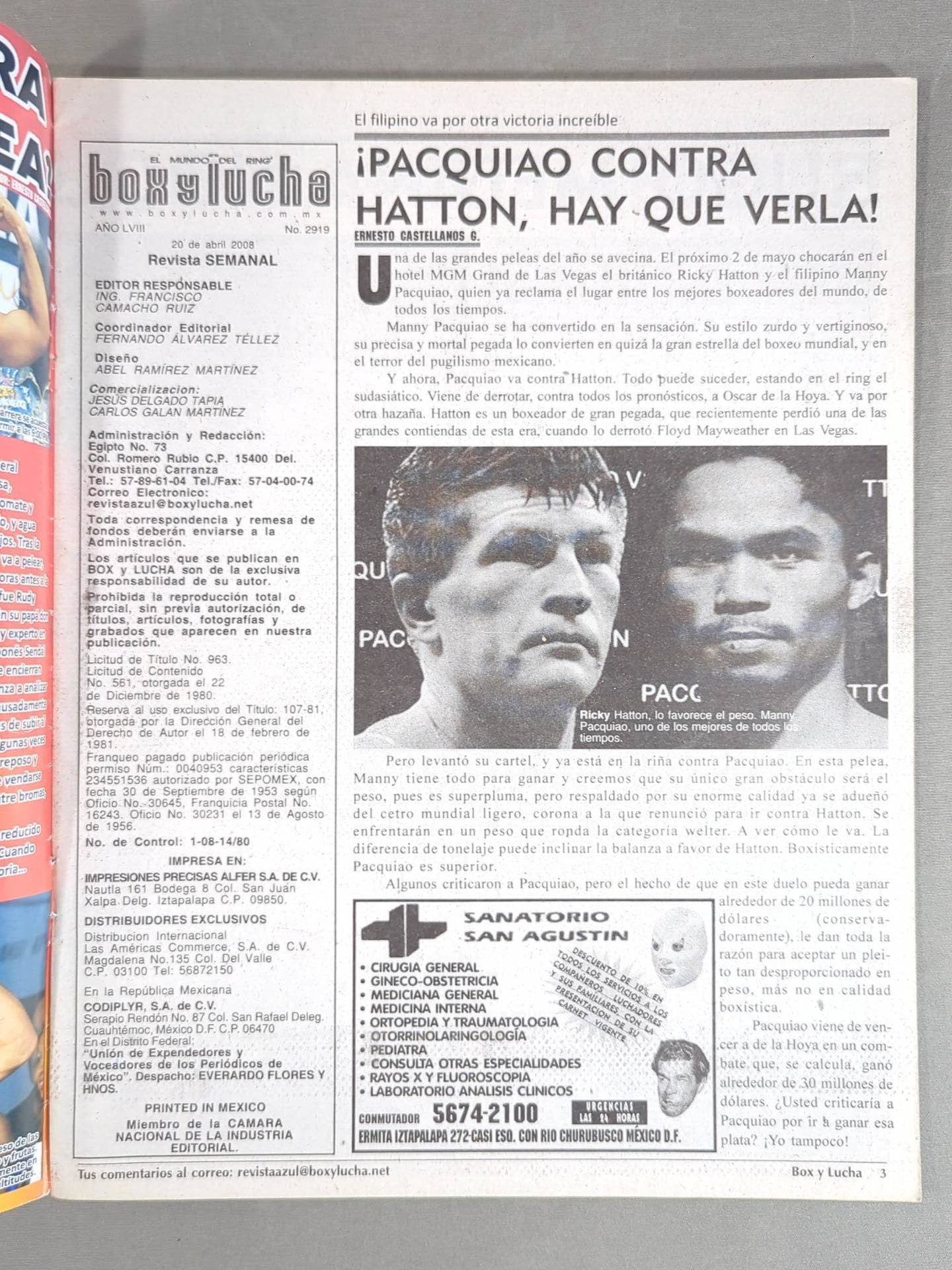 EL MUNDO DEL RING Boxylucha No.2919