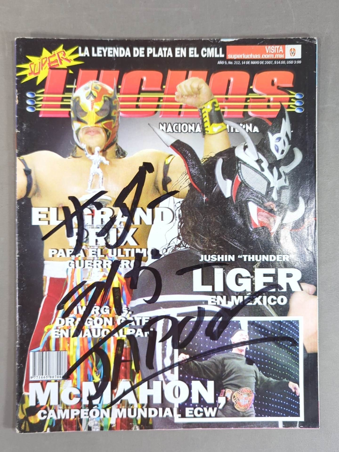 ■ライガー■天山■中西■永田■西村 サイン5枚セット 獣神サンダー・ライガー 直筆サイン入り】SUPER LUCHAS NACIONAL E