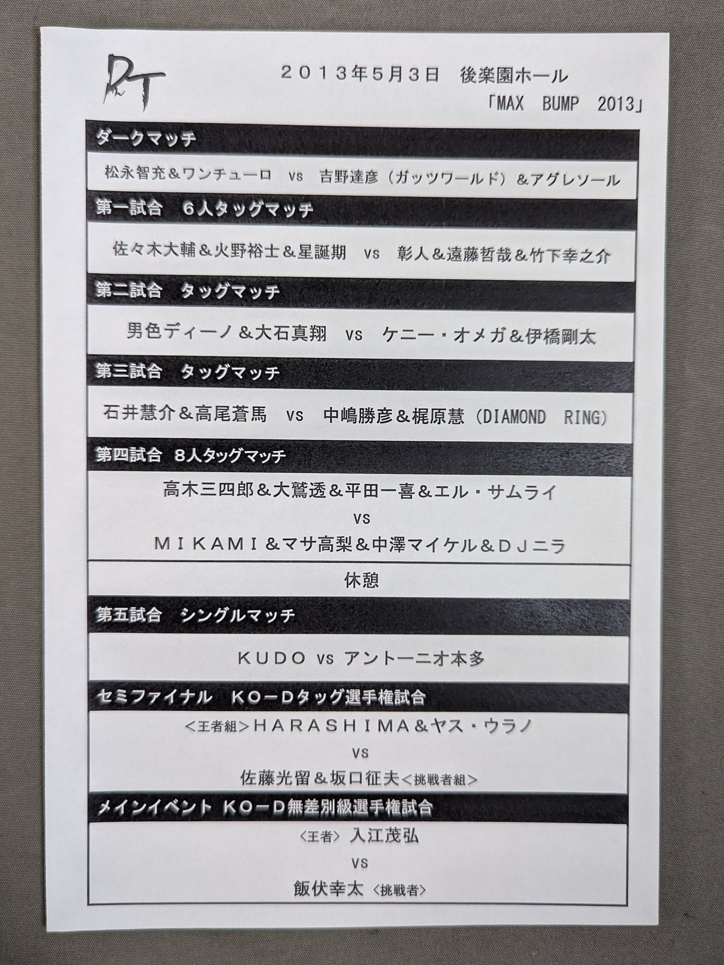 DDT＆ユニオン オフィシャルプログラム 2013年夏季号 Vol.29