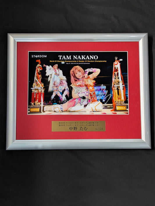★Double Crown Winner ★ Tam Nakano World & Wonder of Stardom hand signed autograph Commemorative Photo Frame