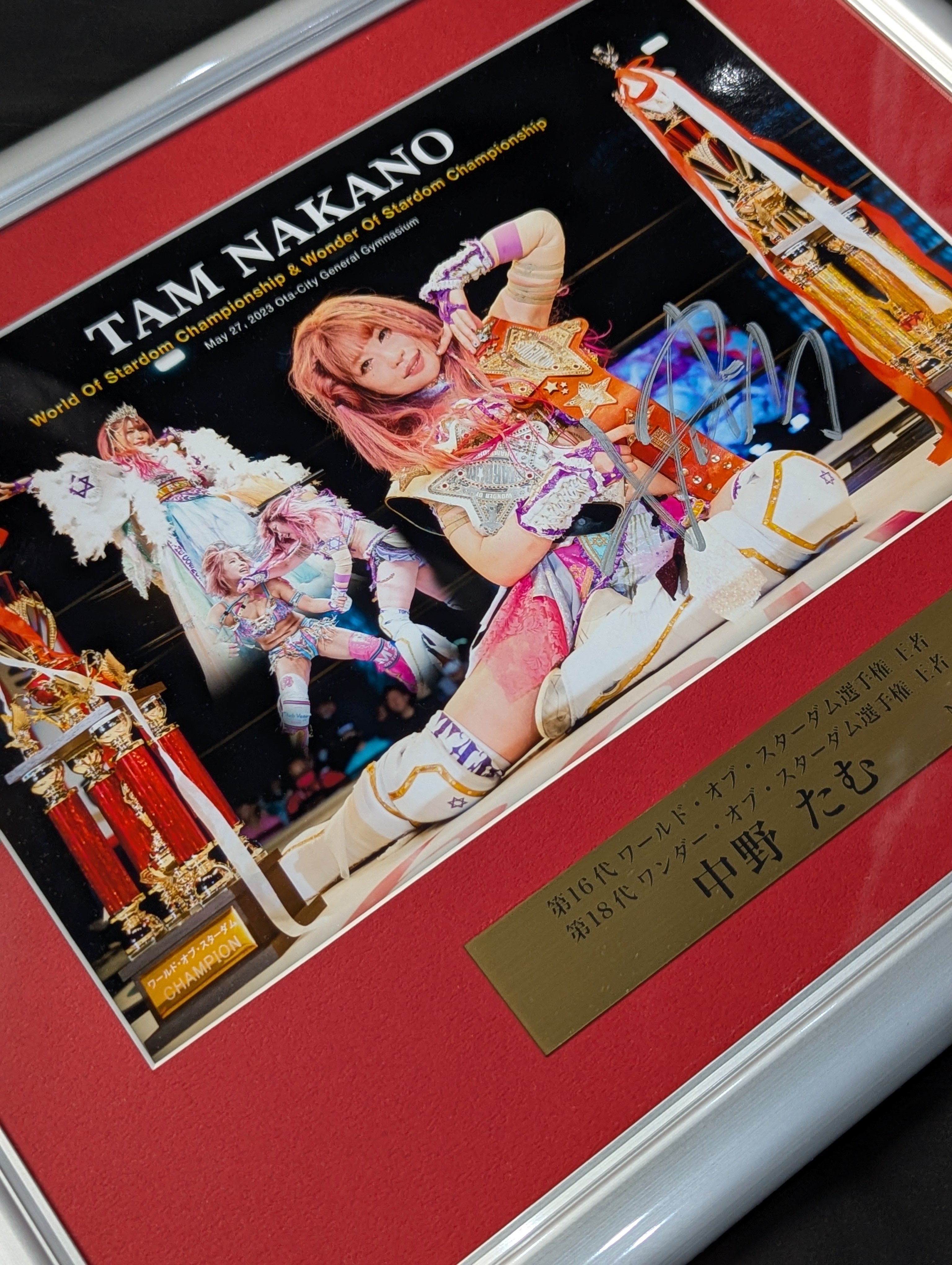 中野たむ サイン入りフォトフレーム 二冠記念 スターダム ☆2冠王者☆ 中野たむ ワールド＆ワンダー・オブ・スターダム 直筆