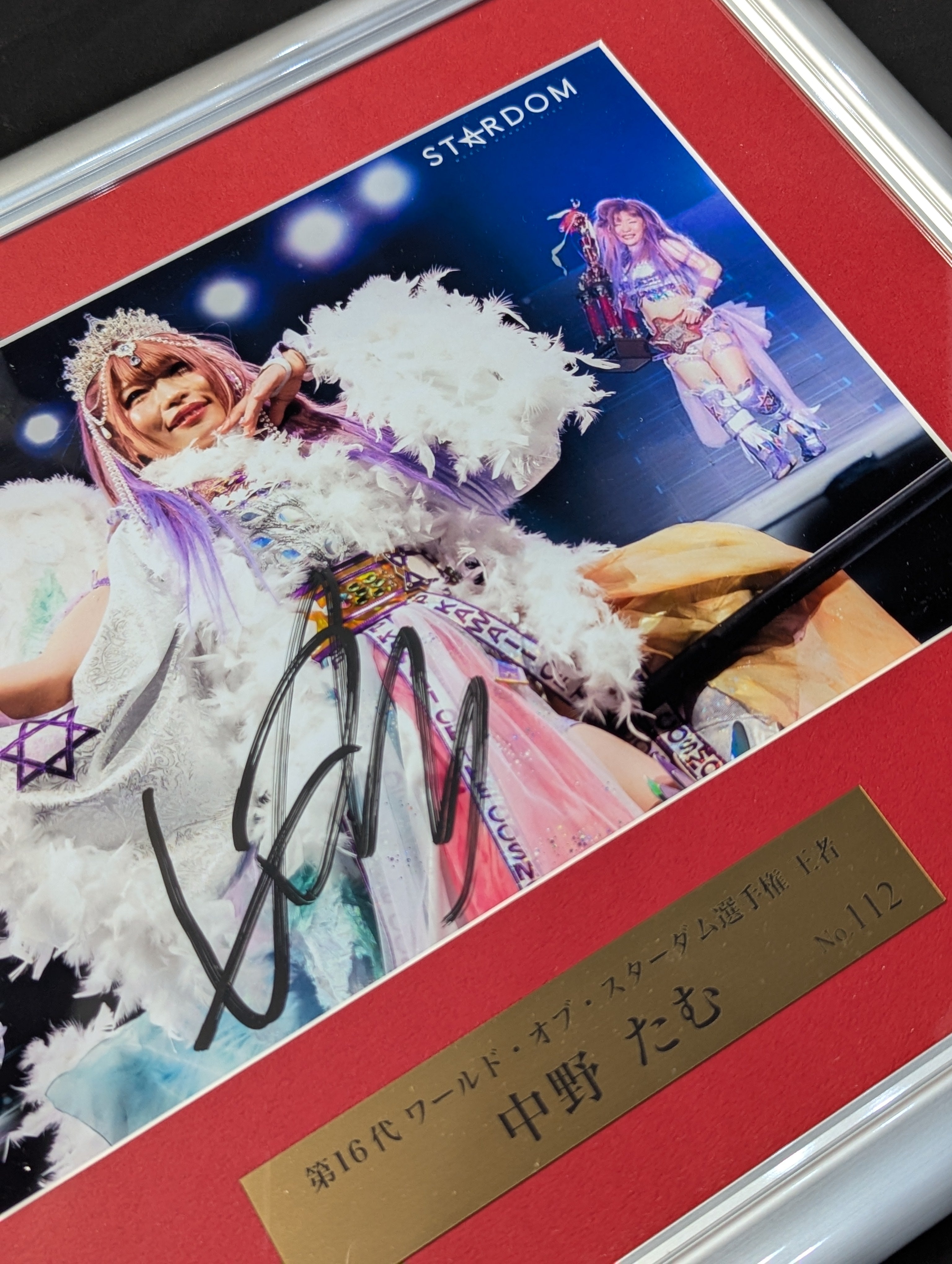 中野たむ サイン入りフォトフレーム 二冠記念 スターダム ☆2冠王者☆ 中野たむ ワールド＆ワンダー・オブ・スターダム 直筆