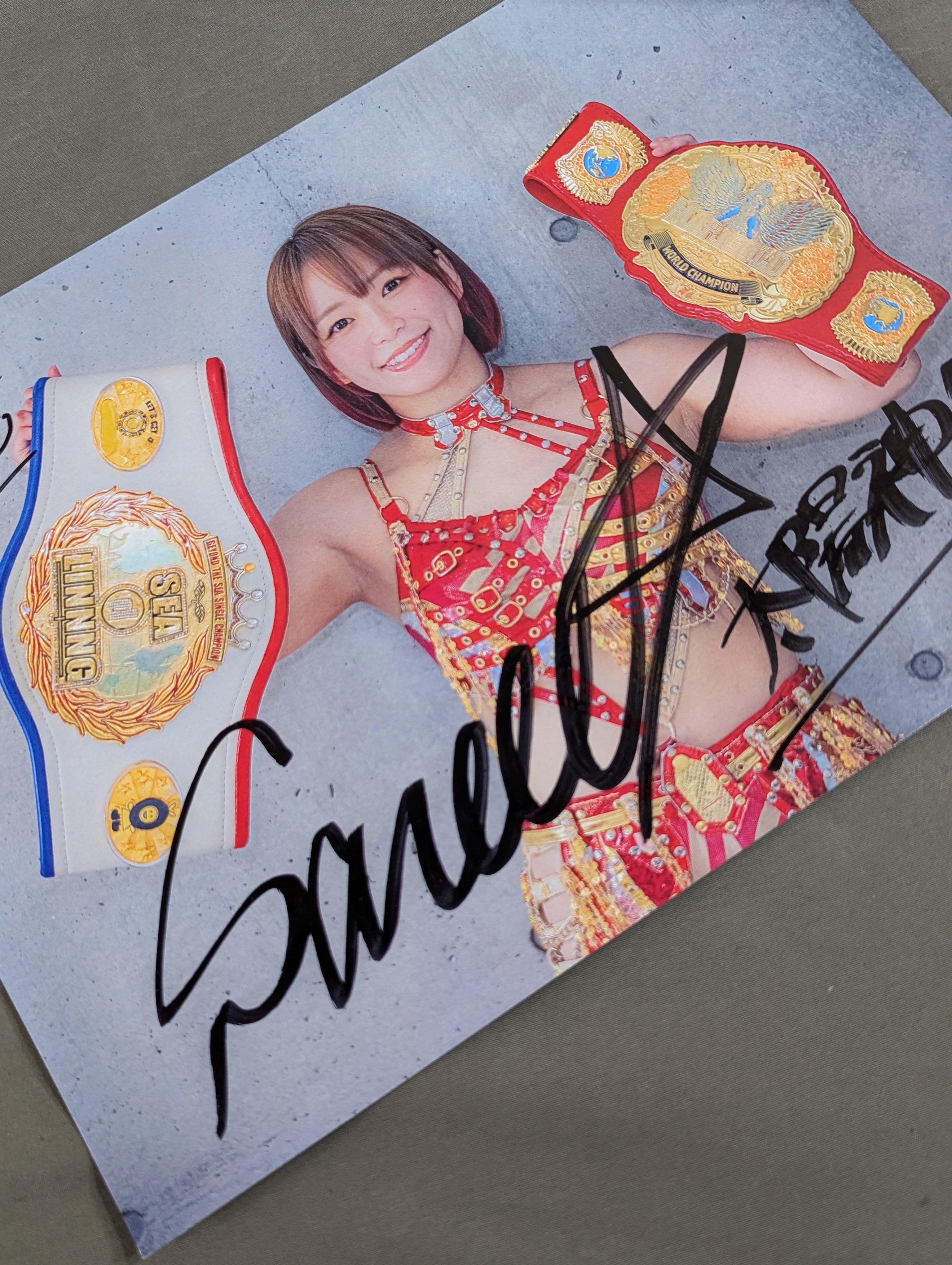 【10様リピーター特別価格】Sareee　闘魂タオル×Sareeeコラボ Sareee 直筆サイン入り ポートレート(E-3) – 闘道館