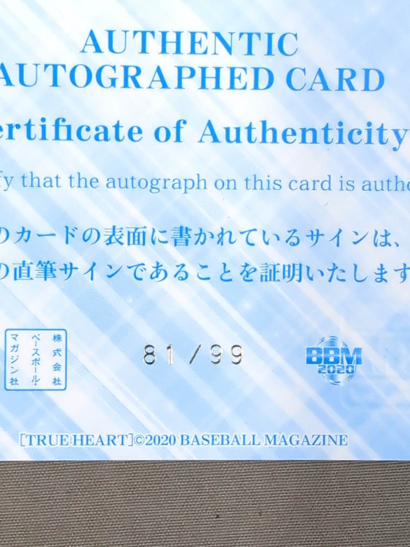 2020 BBM Raidene Steel Official Autographed Card
