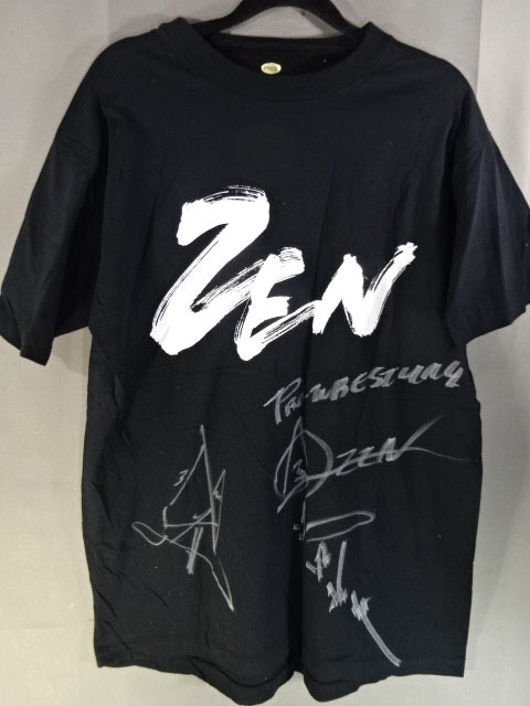 [3 fighters hand signed autograph ZEN T-shirt (1) (black× white)