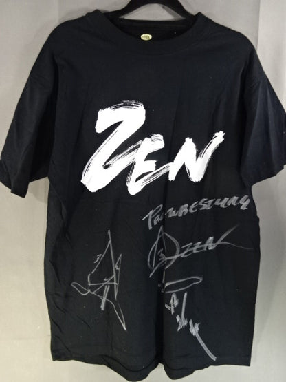 [3 fighters hand signed autograph ZEN T-shirt (1) (black× white)