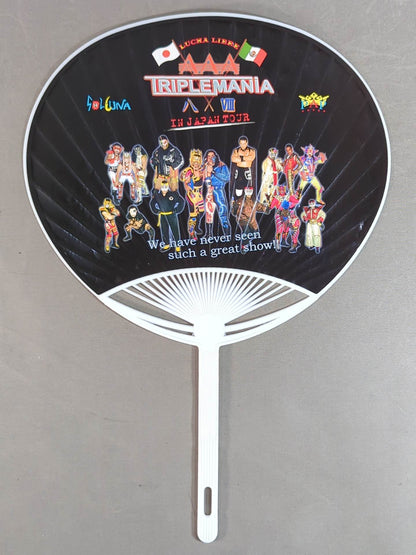 【SHINOBI hand signed autograph 】AAA "TRIPLEMANIA 8" Uchiwa (paper fan) 