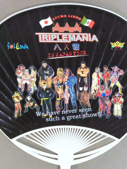 【SHINOBI hand signed autograph 】AAA "TRIPLEMANIA 8" Uchiwa (paper fan) 