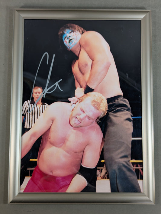 Great Muta hand signed autograph Framed large format photo (white paint)