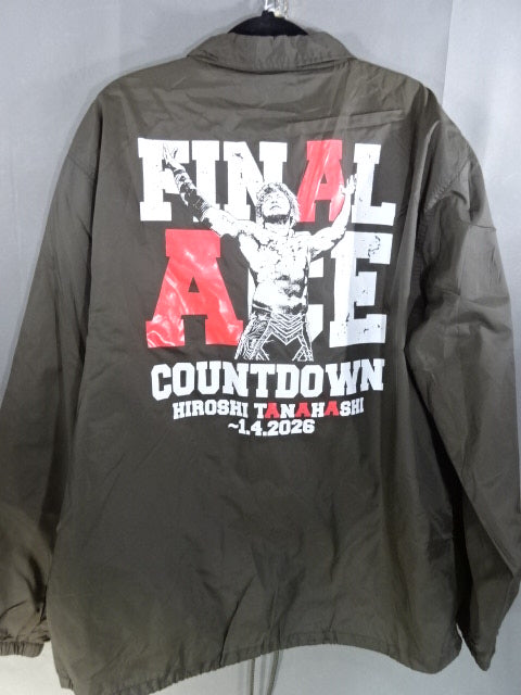 Hiroshi Tanahashi  "FINAL ACE COUNTDOWN" Coach Jacket ( sticker  brown)