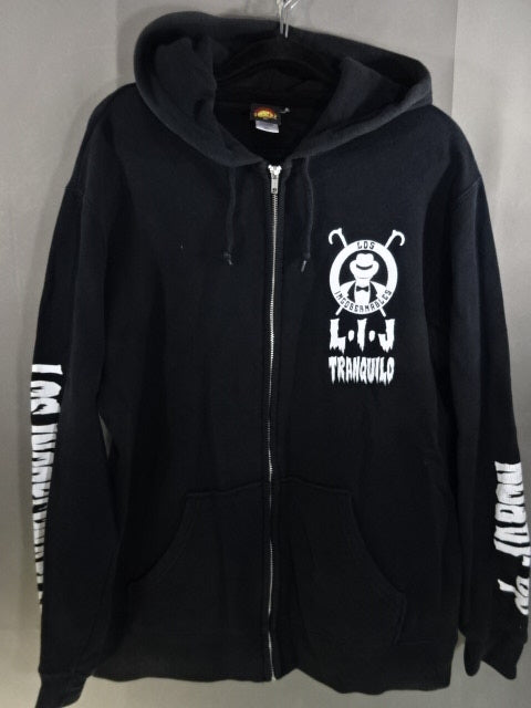 L.I.J. Zip hoodie (1)(Black×White)