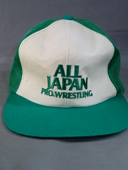 All Japan Pro Wrestling  Mesh Caps (1) (White× Green)