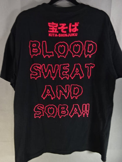Hardcore standing soba restaurant "Takara F'N Soba" T-shirt (1) (black)