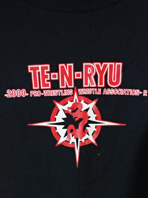 【hand signed autograph】 Tenryu Genichiro  "TE-N-RYU 2000 WAR" T-Shirt (1) (Black)